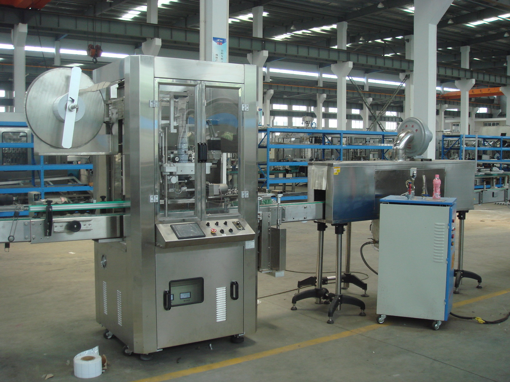 Automatische mouw en krimpen Labeling Machine (krimpen Sleeve voor plastic vierkante flessen)